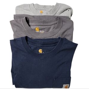 Carhartt Lot x 3 Original Fit Long Sleeve Crewneck Pocket Large